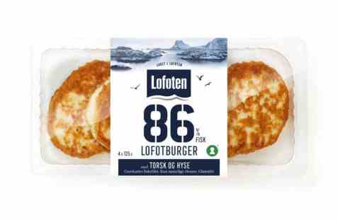 Bilde av Lofoten 86 prosent lofotburger med torsk og hyse. Bilde av Lofoten 86 prosent lofotburger med torsk og hyse.