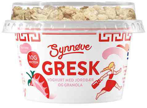 Bilde av Synnøve gresk yoghurt jordbær og granola. Bilde av Synnøve gresk yoghurt jordbær og granola.