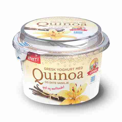 Bilde av Synnøve gresk yoghurt med quinoa og ekte vanilje. Bilde av Synnøve gresk yoghurt med quinoa og ekte vanilje.