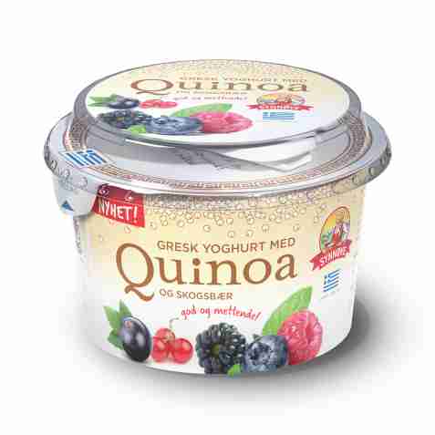 Bilde av Synnøve gresk yoghurt med quinoa og skogsbær.
