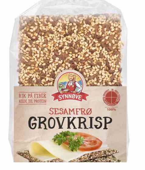 Bilde av Synnøve Grovkrisp sesamfrø og linfrø. Bilde av Synnøve Grovkrisp sesamfrø og linfrø.