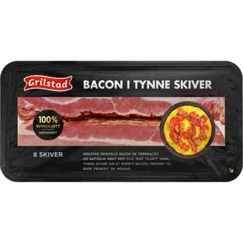 Bilde av Grilstad bacon i tynne skiver. Bilde av Grilstad bacon i tynne skiver.