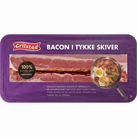 Bilde av Grilstad bacon i tykke skiver.
