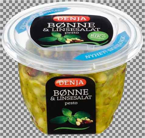 Bilde av Denja bønne og linsesalat pesto. Bilde av Denja bønne og linsesalat pesto.