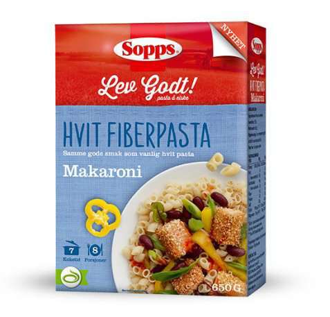 Bilde av Sopps Makaroni Hvit Fiberpasta. Bilde av Sopps Makaroni Hvit Fiberpasta.