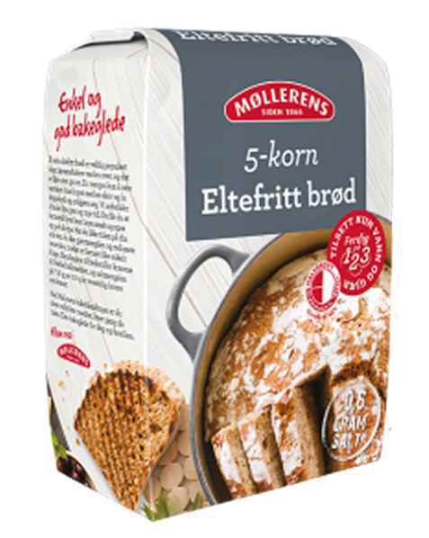 Bilde av Møllerens eltefritt 5 kornbrød. Bilde av Møllerens eltefritt 5 kornbrød.