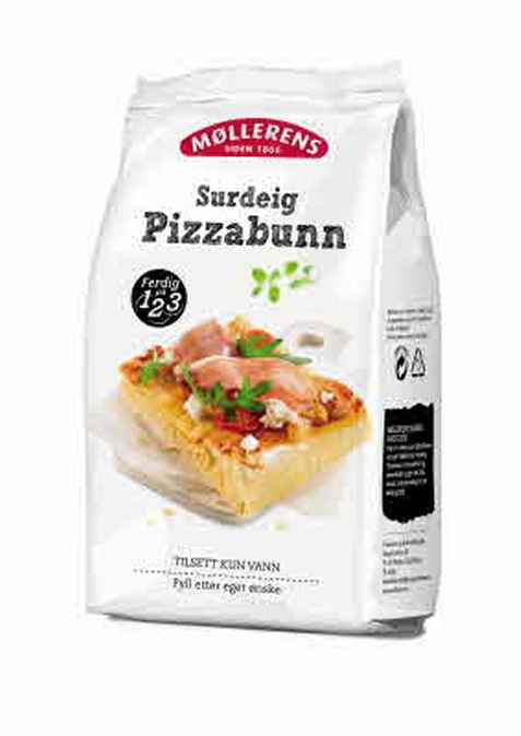 Bilde av Møllerens surdeig pizzabunn. Bilde av Møllerens surdeig pizzabunn.