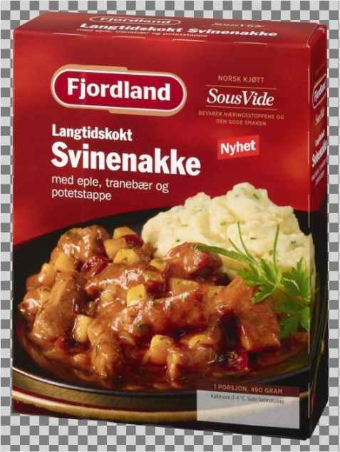 Bilde av Fjordland svinenakke med eple, tranebær og potetstappe.