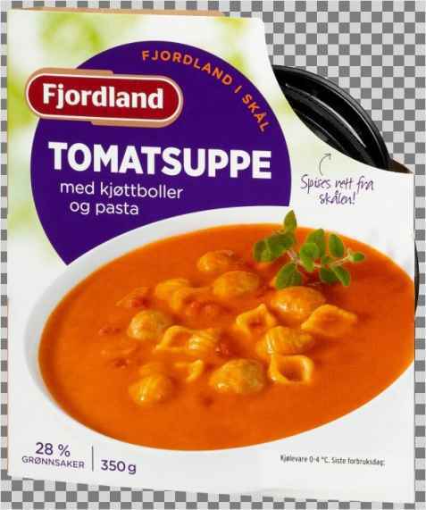Bilde av Fjordland tomatsuppe med kjøttboller. Bilde av Fjordland tomatsuppe med kjøttboller.