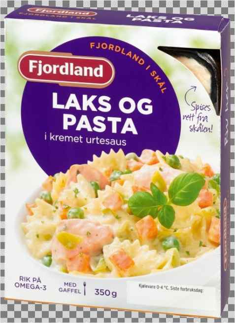 Bilde av Fjordland laks og pasta i kremet urtesaus. Bilde av Fjordland laks og pasta i kremet urtesaus.