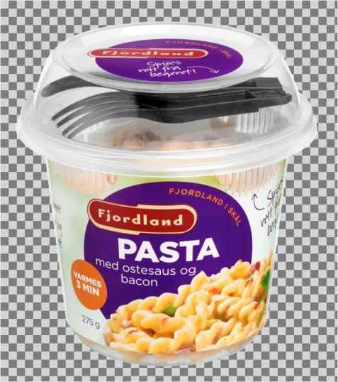 Bilde av Fjordland Pasta med ostesaus og bacon.