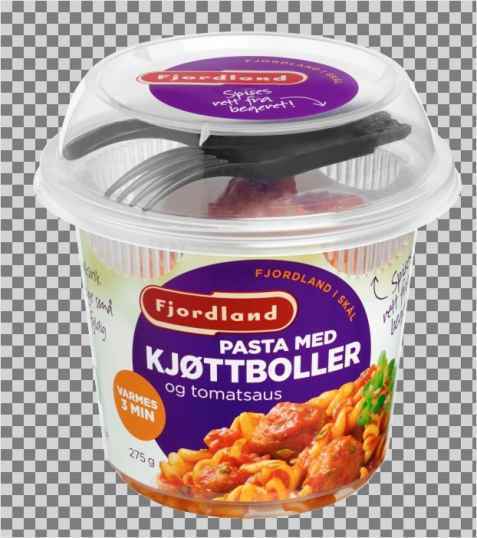 Bilde av Fjordland Pasta med kjøttboller og tomatsaus. Bilde av Fjordland Pasta med kjøttboller og tomatsaus.