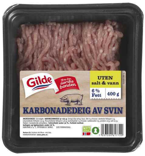 Bilde av Gilde Karbonadedeig av svin uten salt og vann. Bilde av Gilde Karbonadedeig av svin uten salt og vann.