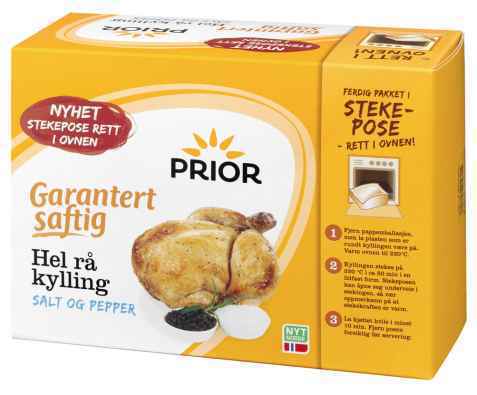 Bilde av Prior garantert saftig hel kylling i stekepose. Bilde av Prior garantert saftig hel kylling i stekepose.