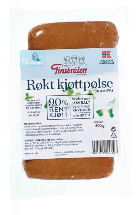 Bilde av Finsbråten røkt kjøttpølse skinnfri.
