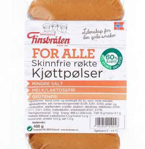 Bilde av Finsbråten for alle skinnfrie røkte kjøttpølser. Bilde av Finsbråten for alle skinnfrie røkte kjøttpølser.