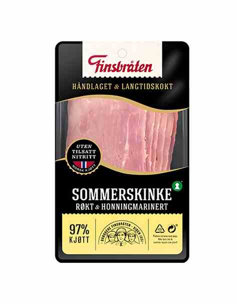 Bilde av Finsbråten Honningmarinert sommerskinke. Bilde av Finsbråten Honningmarinert sommerskinke.