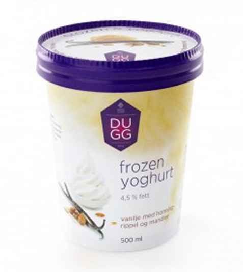 Bilde av Hennig Olsen Dugg Frozen Yoghurt Vanilje, mandler og honning. Bilde av Hennig Olsen Dugg Frozen Yoghurt Vanilje, mandler og honning.