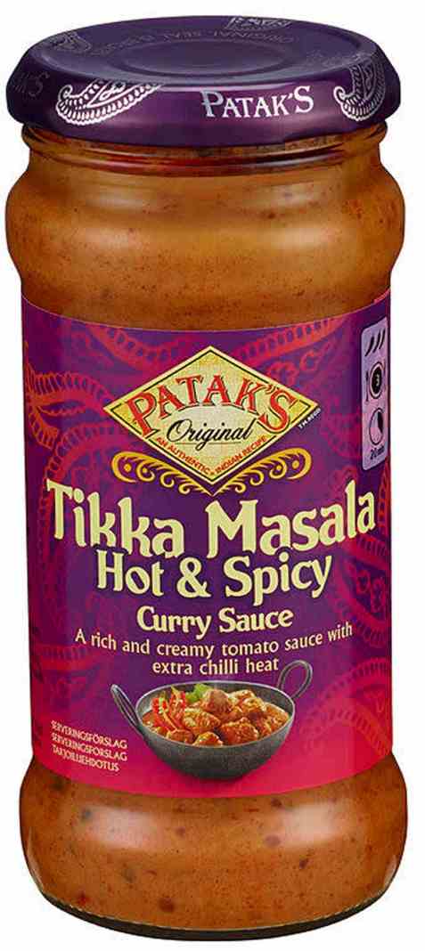 Bilde av Pataks Tikka Masala Hot&Spicy Cooking saus.