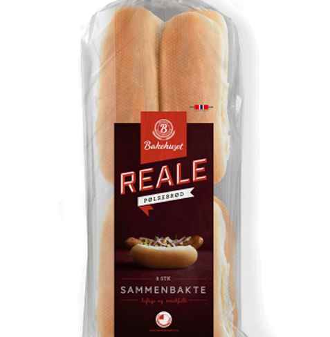 Bilde av Bakehuset reale sammenbakte pølsebrød. Bilde av Bakehuset reale sammenbakte pølsebrød.