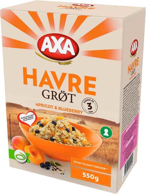 Bilde av Axa Havregrøt Aprikos & Blåbær. Bilde av Axa Havregrøt Aprikos & Blåbær.