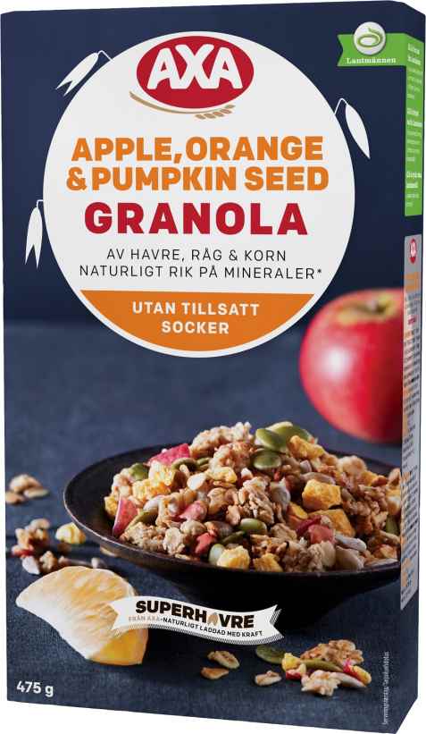 Bilde av Axa granola apple orange and pumpkin seed. Bilde av Axa granola apple orange and pumpkin seed.