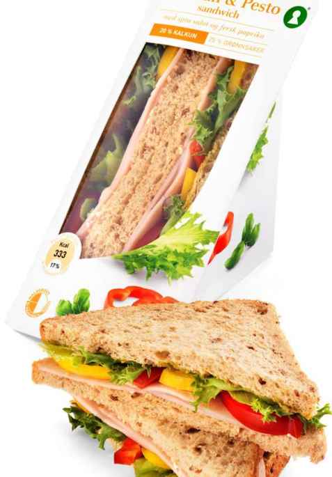 Bilde av Bama VelValgt sandwich med kalkun og pesto.