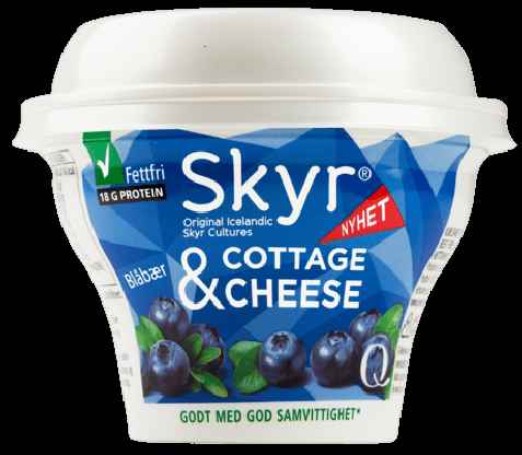 Bilde av Q skyr cottage cheese blåbær.