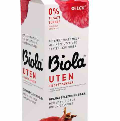 Bilde av Tine Biola uten tilsatt sukker Granateple/bringebær. Bilde av Tine Biola uten tilsatt sukker Granateple/bringebær.