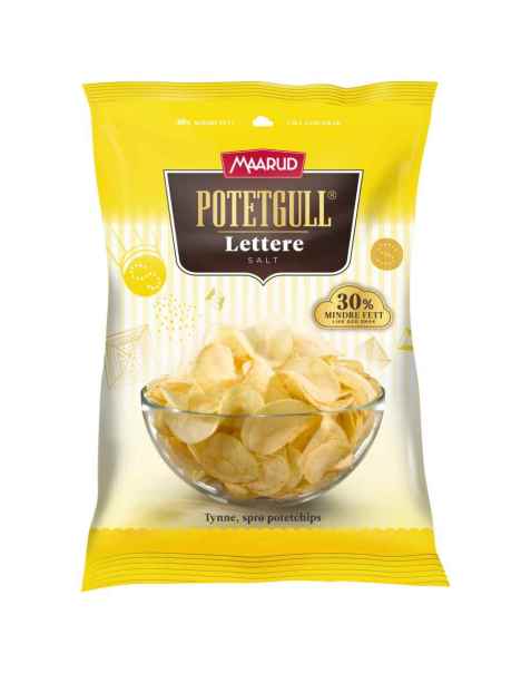 Bilde av Maarud Potetgull® lettere salt. Bilde av Maarud Potetgull® lettere salt.