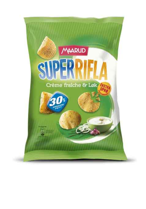 Bilde av Maarud superrifla creme fraiche og løk. Bilde av Maarud superrifla creme fraiche og løk.