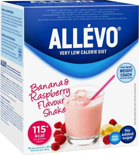 Bilde av Allevo VLCD Banan og Bringebær Shake. Bilde av Allevo VLCD Banan og Bringebær Shake.