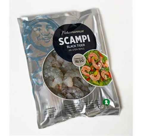 Bilde av Fiskemannen Scampi rå 16/20 uten skall. Bilde av Fiskemannen Scampi rå 16/20 uten skall.