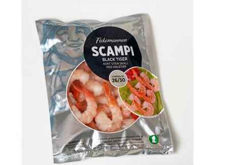 Bilde av Fiskemannen Scampi kokt uten skall m/haletipp. Bilde av Fiskemannen Scampi kokt uten skall m/haletipp.