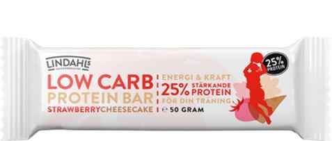 Bilde av Lindahls low carb proteinbar strawberry cheesecake. Bilde av Lindahls low carb proteinbar strawberry cheesecake.