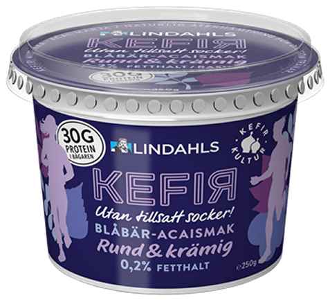 Bilde av Lindahls kefir blåbær-acaismak. Bilde av Lindahls kefir blåbær-acaismak.