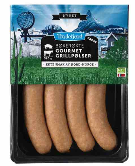 Bilde av Thulefjord bøkerøkt gourmet grillpølse. Bilde av Thulefjord bøkerøkt gourmet grillpølse.