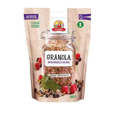 Bilde av Synnøve granola bringebær og solbær. Bilde av Synnøve granola bringebær og solbær.