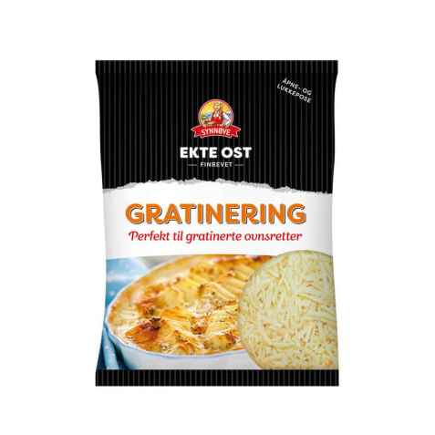 Bilde av Synnøve revet gratinering. Bilde av Synnøve revet gratinering.