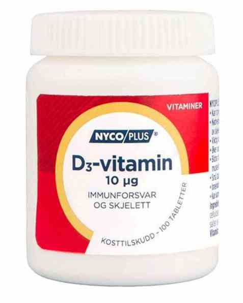 Bilde av Nycomed Nycoplus D3-vitamin 10µg tabletter. Bilde av Nycomed Nycoplus D3-vitamin 10µg tabletter.