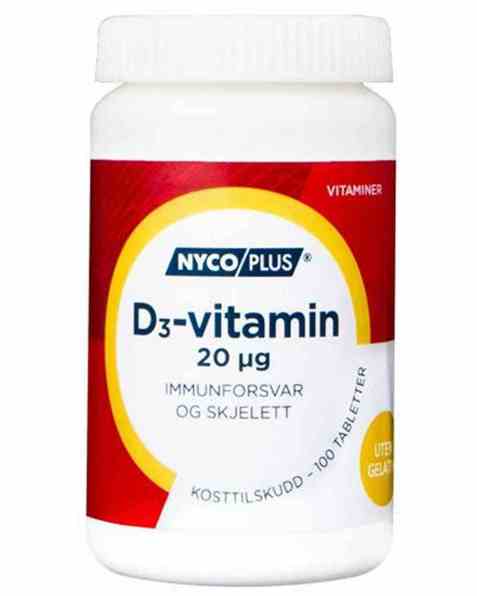 Bilde av Nycomed Nycoplus D3-vitamin 20µg tabletter. Bilde av Nycomed Nycoplus D3-vitamin 20µg tabletter.