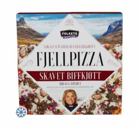 Bilde av Folkets fjellpizza med skavet biffkjøtt. Bilde av Folkets fjellpizza med skavet biffkjøtt.
