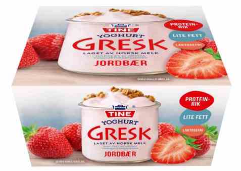 Bilde av Tine Yoghurt gresk jordbær 4 pakning.