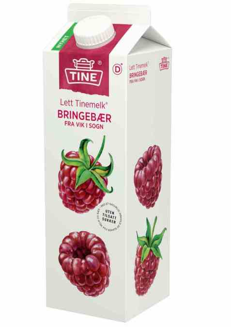 Bilde av Tine melk med bringebær fra Vik i Sogn. Bilde av Tine melk med bringebær fra Vik i Sogn.
