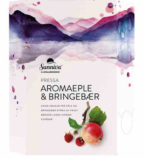 Bilde av Tine Sunniva Pressa Aromaeple og Bringebær. Bilde av Tine Sunniva Pressa Aromaeple og Bringebær.