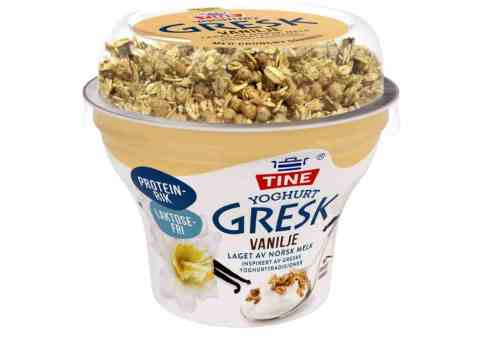 Bilde av Tine Yoghurt Gresk Vanilje med musli. Bilde av Tine Yoghurt Gresk Vanilje med musli.