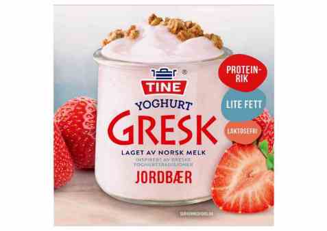Bilde av Tine Yoghurt Gresk Jordbær. Bilde av Tine Yoghurt Gresk Jordbær.
