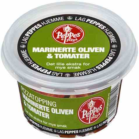 Bilde av Peppes marinerte oliven & tomater. Bilde av Peppes marinerte oliven & tomater.