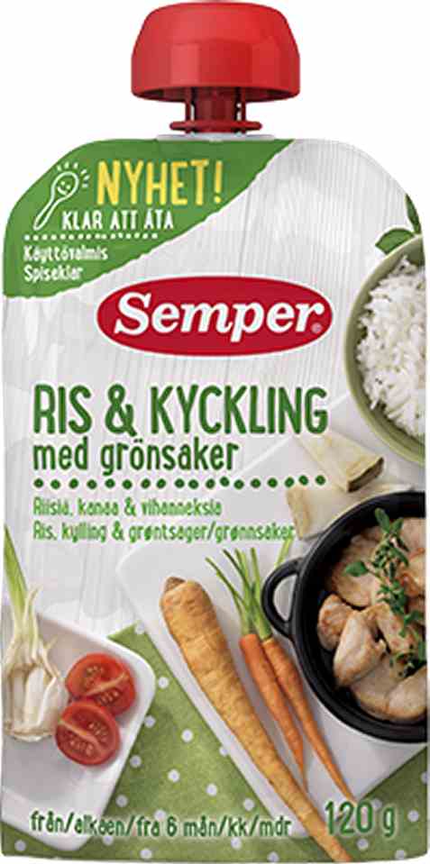 Bilde av Semper spiseklar ris og kylling med grønnsaker. Bilde av Semper spiseklar ris og kylling med grønnsaker.