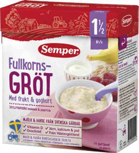 Bilde av Semper fullkornsgrøt med frukt og yoghurt tilberedet. Bilde av Semper fullkornsgrøt med frukt og yoghurt tilberedet.